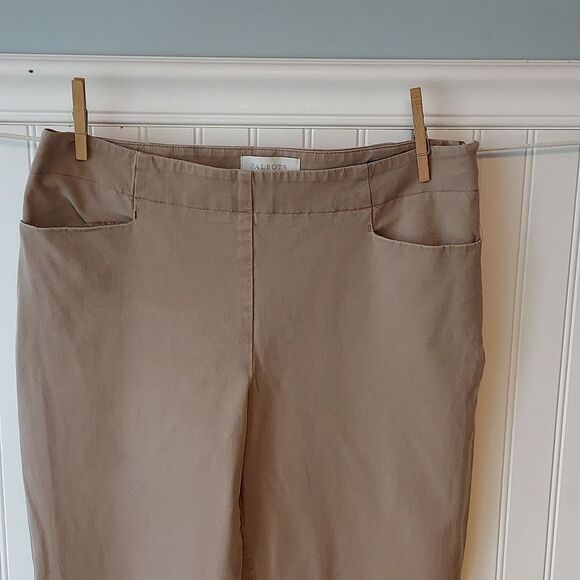 TALBOTS Tan Ankle Pants Twill Flat Front 10 - Picture 2 of 12